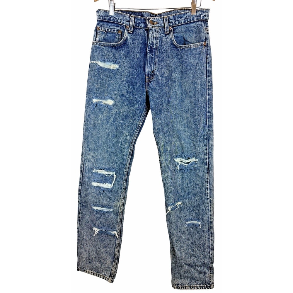 Vintage 80s Levi's 505 Acid Stone Galaxy‎ Wash USA 34x34 Retro Distressed Jeans